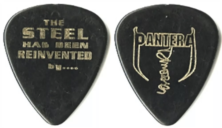 Pantera Dimebag Darrell Abbott Guitar Pick From 2001 Reinventing the Steel  tour, Gold Embossing