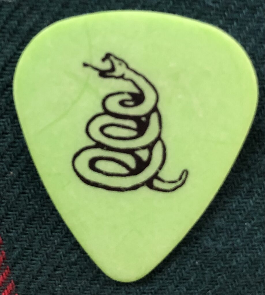METALLICA Guitar Pick Vintage 1991 Wherever I May Roam Logo/Coiled
